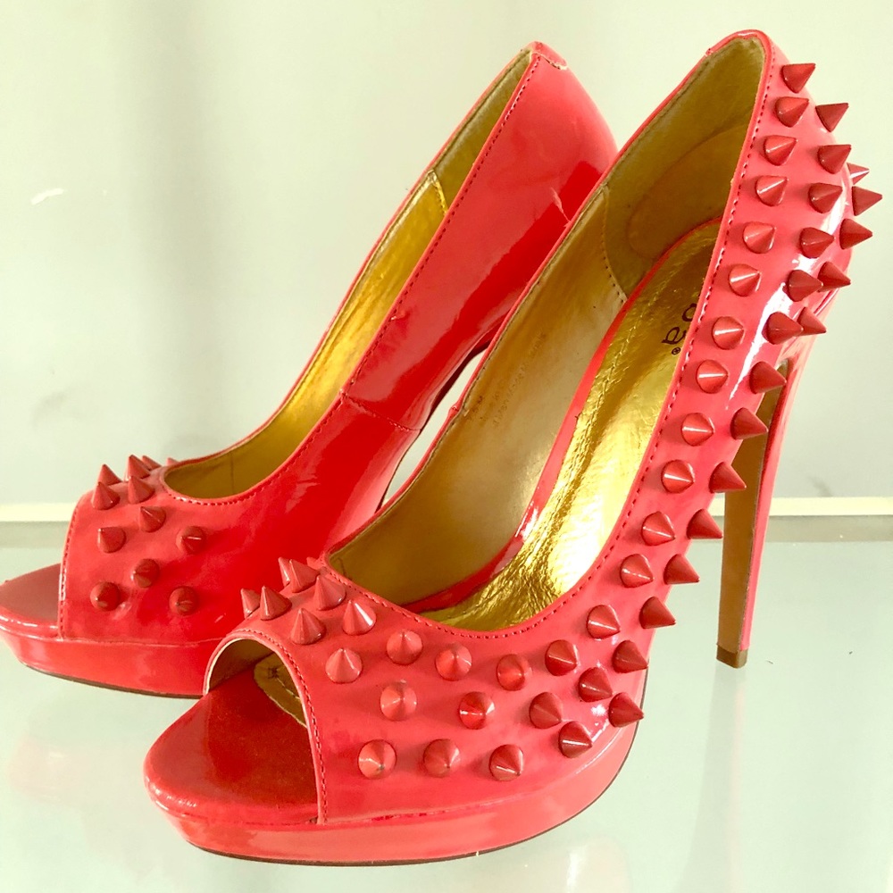 Diba Hot Pink Spiked Platform Heels